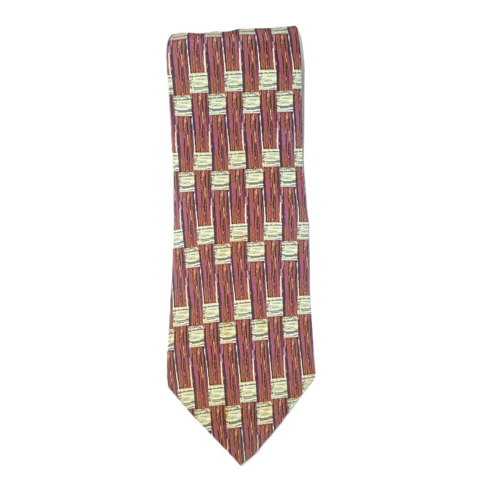 Jhane Barnes 100% Silk Men’s Neck Tie Wood Planks Fence Unique Pattern Japan